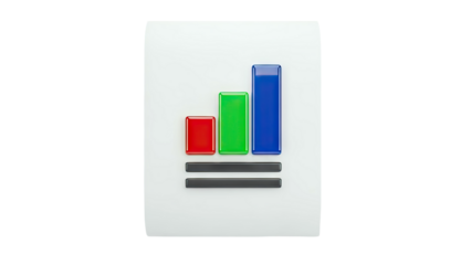 3D Bar Chart Icon on White Background