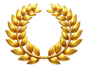 Golden laurel wreath isolated on transparent background isolated on transparent background