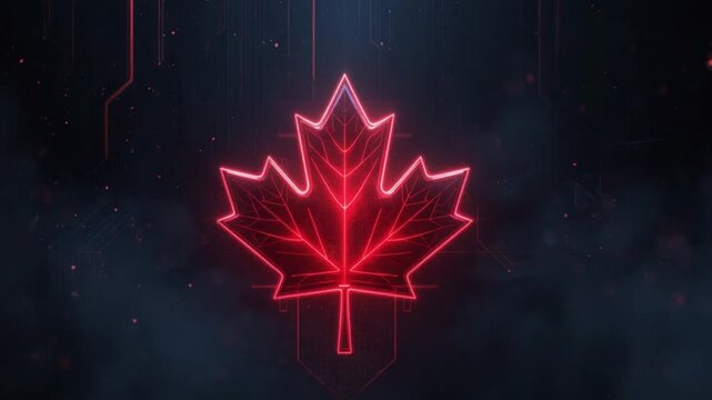 Digital Maple Leaf Symbol Celebrating Canada Day Innovation
