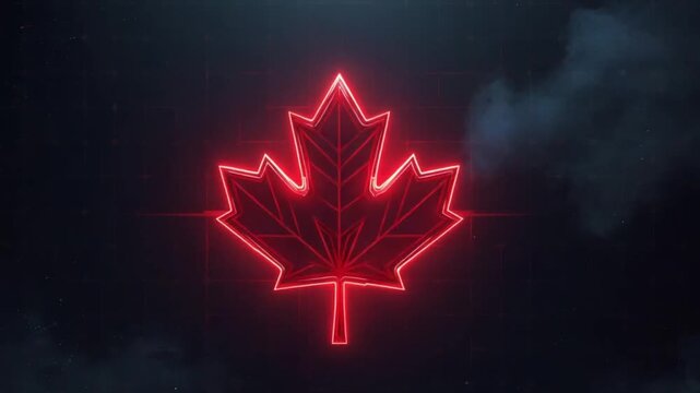 Glowing Neon Maple Leaf for Canada Day Celebration
