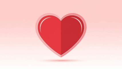 A vibrant red heart icon with a subtle shadow on a soft pink gradient background, symbolizing love and affection.