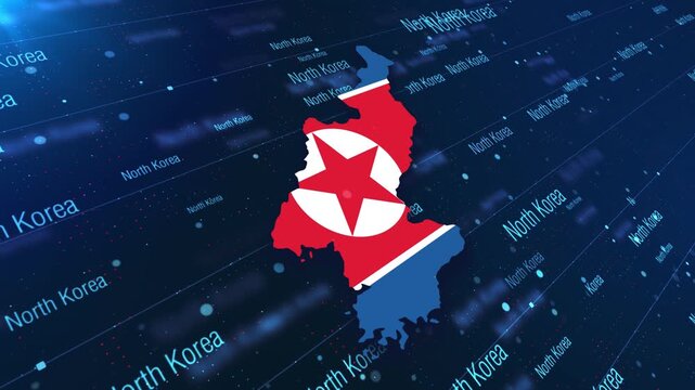 North Korea Geographic Map and Flag Animated Motion Graphic Background