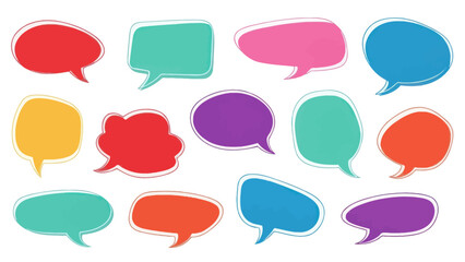 Collection of colorful speech bubbles in various shapes and sizes.