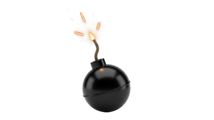 Cartoon Bomb with Lit Fuse