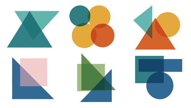 Abstract Geometric Shapes Overlapping, Transparency, Modern Design Elements