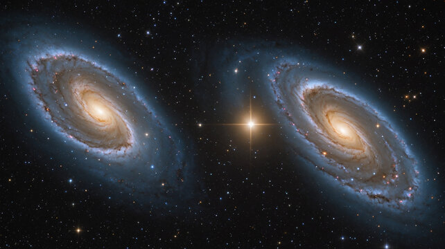 Spiral galaxies colliding in deep space