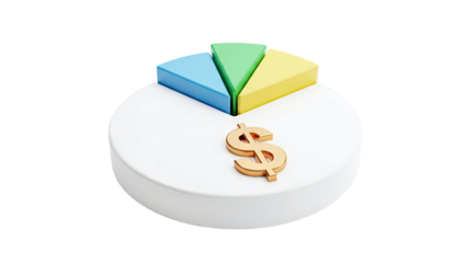 3D Pie Chart with Dollar Sign