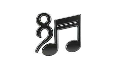 3D Render of Black Musical Notes on White Background