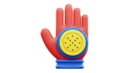 3D Red Glove with Yellow and Blue Target Icon