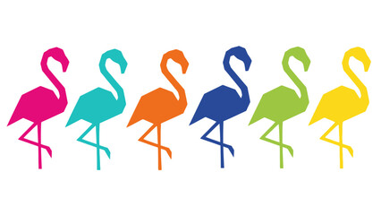 Obraz premium Colorful Flamingo Silhouettes - Summer Tropical Beach Vibe