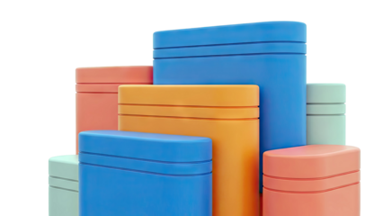 Collection of colorful cylindrical containers