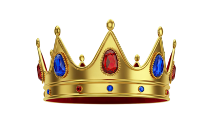 Golden Crown with Red and Blue Jewels