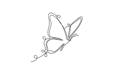 Obraz premium A simple continuous line drawing of a butterfly in flight.