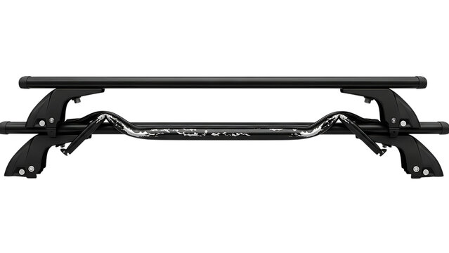 Black tubular nerf bar step rail for vehicle isolated on a transparent background