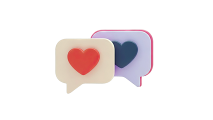 3D Chat Bubbles with Hearts