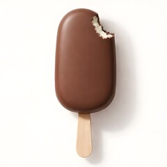 Obraz premium Chocolate Ice Cream Bar With Bite Isolated On White Background