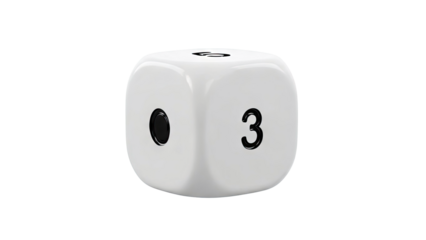 White Die Showing Number Three