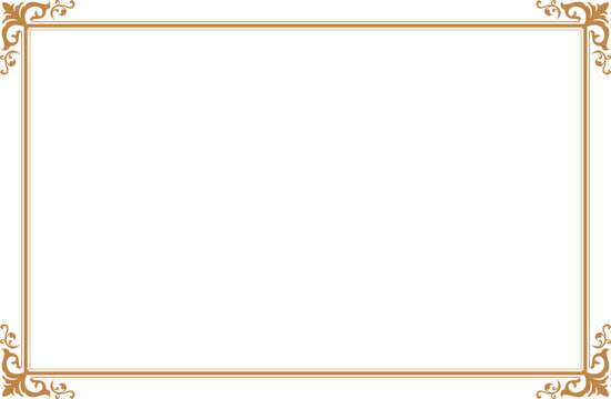 Elements of ornate vintage frames. Border gold on white classic calligraphy swirls, floral motifs. Design print for greeting cards, wedding invitations, restaurant menu, royal certificates. Set 1614