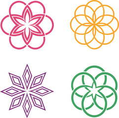 geometric floral patterns in grid with symmetrical colorful design elements