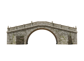 Stone bridge illustration isolated on transparent background architectural design