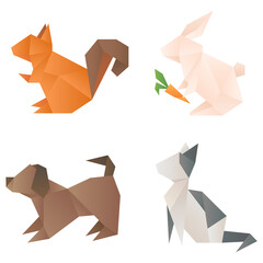 Origami animals geometric png cut out side view