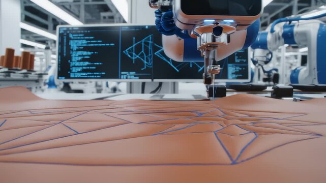 Robotic Arm Precision Cutting of Leather on Production Line