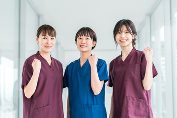 Female staff of doctors, physicians, nurses, medical professionals, doctors, occupational...