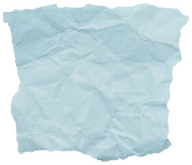 Square scrap of light blue crumpled paper with jagged torn edges, isolated element for collage © Lyalya Go
