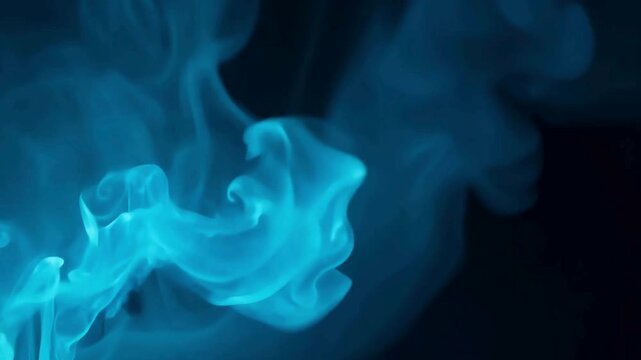 Wispy cyan fumes or ink moving softly in slow motion. Mystery ethereal vapor loop for overlays.