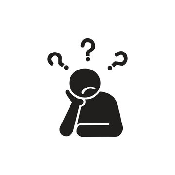 The silhouette of a confused person icon is an illustration intended to convey confusion, uncertainty, or questions.