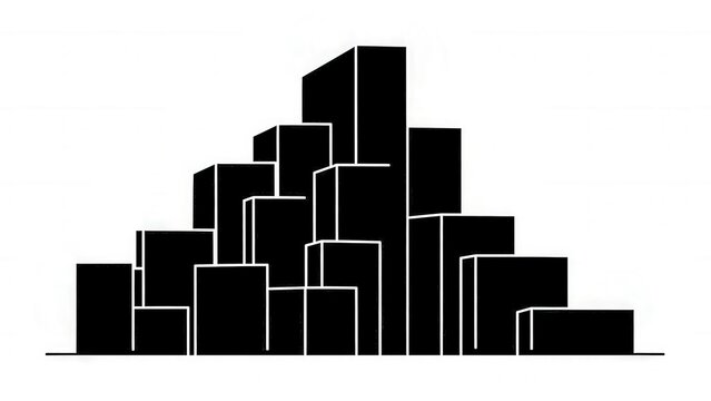 Abstract Black Building Blocks Stack for Architecture and Construction Visuals