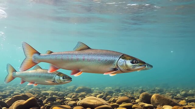 Underwater fish swimming in clear water