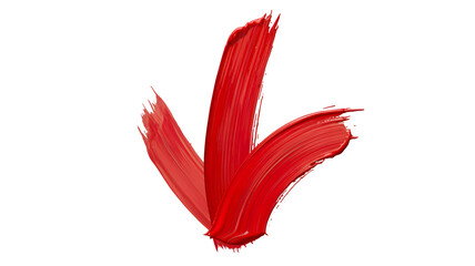 Fototapeta premium Three bold red paint strokes forming a downward direction against a stark black background