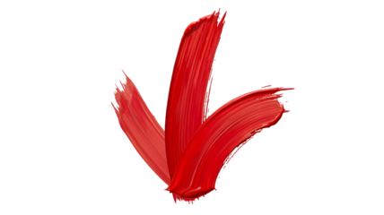 Three bold red paint strokes forming a downward direction against a stark black background