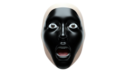 Surprised Face with Black Mask Overlay