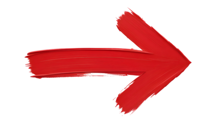 Red paint brush stroke arrow on black background indicating direction