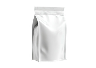 Blank white stand-up pouch, opaque with square bottom on a black background