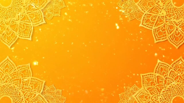 Intricate mandalas and festive patterns dance across a vibrant orange background in a mesmerizing display of cultural heritage and ornate design