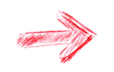 red arrow hand-drawn sign with transparent background