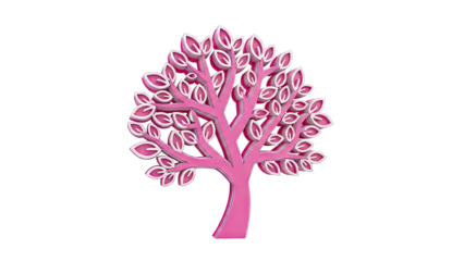 Pink layered paper tree with stylized leaves