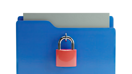 Secure Blue Folder with Red Lock
