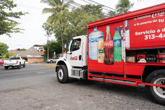 Coca Cola truck, delivering Products. Guadalajara, Jalisco, Mexico, Jan. 16, 2026. Femsa, Coca Cola worker, employee FEMSA