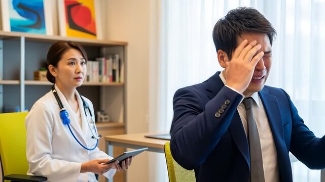 メンタルクリニックで診察を受ける日本人患者