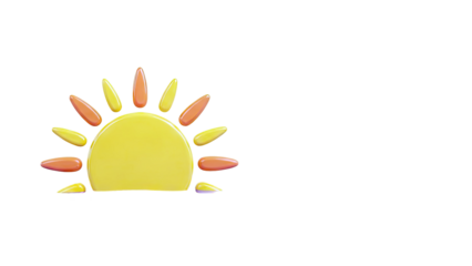 Stylized 3D Sun Icon with Rays