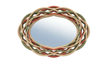 Woven Rattan Mirror with Natural Colors