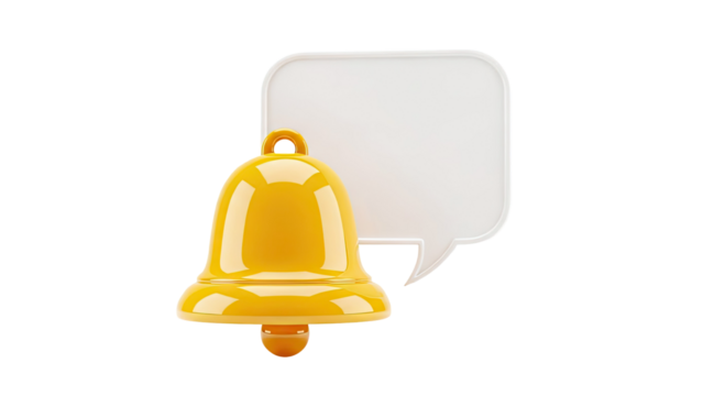3D Notification Bell and Speech Bubble - Powered by Adobe