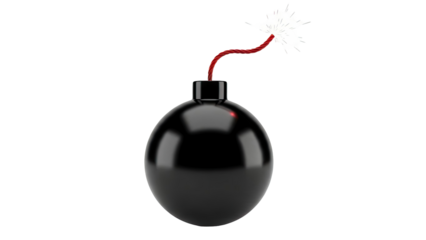 Cartoon Bomb with Lit Fuse