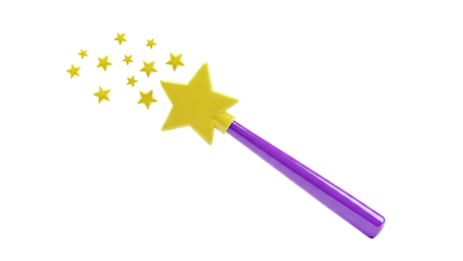 Purple Magic Wand with Yellow Stars