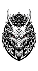 Obraz premium Dragon Head Tattoo Design - Fierce and Intricate Illustration.