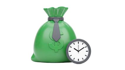 Money Bag with Tie and Clock